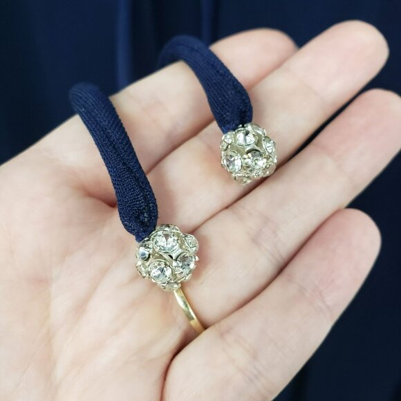 Vintage 90s Tadashi Blue Silver Corset Rhinestone Long Maxi Prom Dress - Picture 6 of 11